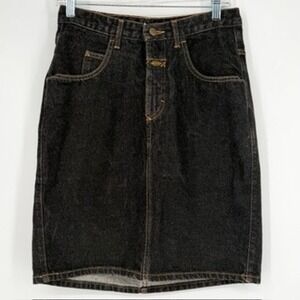 Vintage 90s Marithe Francois Girbaud Black Denim Skirt High Waist Size‎ 9/10 USA